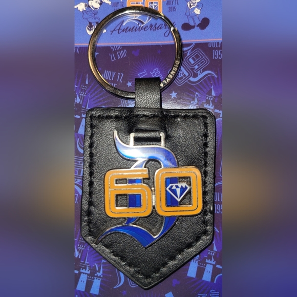 Disneyland 60th Diamond Anniversary Logo  Keychain- Limited Release - Picture 3 of 5
